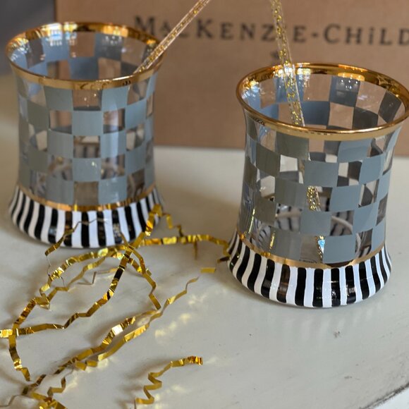MacKenzie-Childs Carnival Sterling Tumbler Glasses (Set of 2)-NEW - Picture 1 of 12